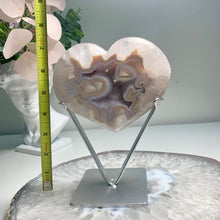 Load image into Gallery viewer, Rare - druzy agate heart from Brazil ( free stand)