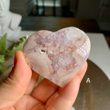 Load image into Gallery viewer, High quality pink flower agate heart