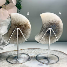 Load image into Gallery viewer, Druzy agate moon with nice banding (free stand)