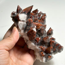 Load image into Gallery viewer, Red Hematite Included Quartz Cluster — Natural Red Phantom Crystal for Collection and Home Decor