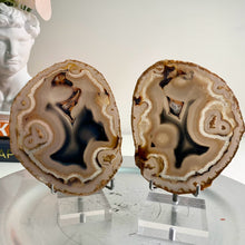 Load image into Gallery viewer, Rare - Brazilian agate slice pair / Brazilian agate slab pair