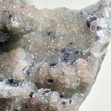 Load image into Gallery viewer, Purple Fluorite on Druzy Quartz Cluster — Sparkly Fluorite Cubes on Natural Quartz Base