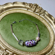 Load image into Gallery viewer, Wisteria Bloom Bracelet | Lampwork Glass & Freshwater Baroque Pearl Bracelet | Czech Glass Beads | Handmade Artisan Jewelry