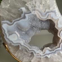 Load image into Gallery viewer, Rare - large size top quality druzy agate moon from Brazil ( free stand)