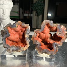 Load image into Gallery viewer, Rare - High quality Argentina red fox agate geode pair with UV reaction