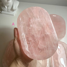Load image into Gallery viewer, High Quality Rose Quartz Display Plate — Polished Pink Crystal Tray for Jewelry, Rituals & Home Décor