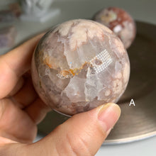Load image into Gallery viewer, Rare - top quality pink and red flower agate sphere