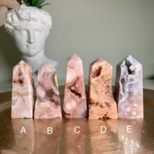 Load image into Gallery viewer, High quality druzy pink amethyst flower agate tower / druzy pink amethyst flower agate point