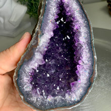 Load image into Gallery viewer, High quality - Uruguay amethyst geode with moss agate banding on skin