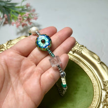 Load image into Gallery viewer, Blue Flower Lampwork Bracelet | Czech Glass & Pearl Bracelet | Artisan Handmade Jewelry