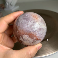 Load image into Gallery viewer, Rare - top quality pink and red flower agate sphere