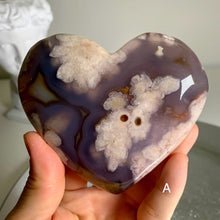 Load image into Gallery viewer, High quality - blue flower agate heart