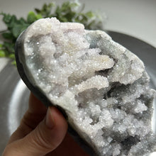 Load image into Gallery viewer, Large Uruguay druzy amethyst with moss-like base + agate skin