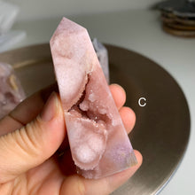 Load image into Gallery viewer, High quality druzy pink amethyst flower agate tower / druzy pink amethyst flower agate point