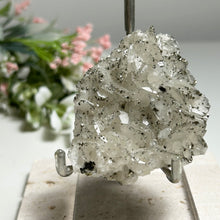 Load image into Gallery viewer, Sparkling Calcite Cluster with Golden Pyrite — Rare Crystal Specimen for Home Decor & Healing Energy