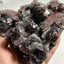 Load image into Gallery viewer, Rare - heart shape Red Garnet on Pink Dolomite Crystal Cluster — Sparkling Natural Mineral Specimen for Home Decor and Collection