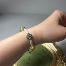 Load image into Gallery viewer, Emerald Echo Bracelet | Handmade Lampwork Glass Bracelet | Mother of Pearl & Czech Glass Jewelry | Artisan Beaded Bracelet | Nature Inspired Gift