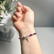 Load image into Gallery viewer, High-Quality Amethyst & Moonstone Bracelet - Solid 925 Sterling Silver Key Charm