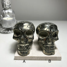 Load image into Gallery viewer, Peruvian Pyrite Skull — High-Grade Metallic Crystal Skull Carving for Protection & Display