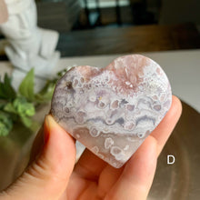 Load image into Gallery viewer, High quality - pink flower agate heart