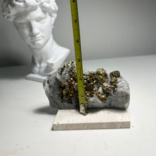 Load image into Gallery viewer, Golden Pyrite on Quartz Matrix — Natural Crystal Cluster for Home Decor and Mineral Collection