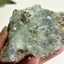 Load image into Gallery viewer, Glass Aquatic Fluorite on Matrix with Manganese Oxide – Natural Green Fluorite Crystal Specimen (A / B)