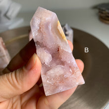Load image into Gallery viewer, High quality druzy pink amethyst flower agate tower / druzy pink amethyst flower agate point