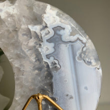 Load image into Gallery viewer, Rare - large size druzy agate moon from Brazil ( free stand)