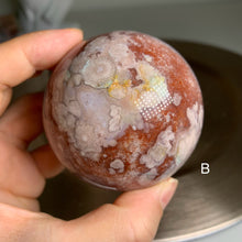 Load image into Gallery viewer, Rare - top quality pink and red flower agate sphere