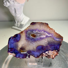Load image into Gallery viewer, High quality - crystallized blue flower agate slab / slice ( natural color)