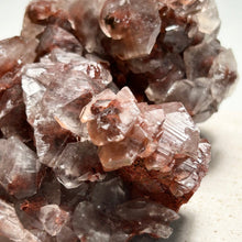 Load image into Gallery viewer, Red Hematite Included Calcite Cluster — Transparent Natural Crystal with Red Mineral Inclusions for Home Decor and Collection
