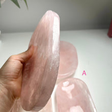 Load image into Gallery viewer, High Quality Rose Quartz Display Plate — Polished Pink Crystal Tray for Jewelry, Rituals & Home Décor