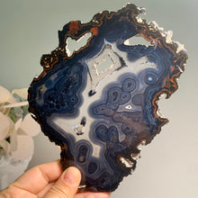 Load image into Gallery viewer, Rare - Black banding agate slab with druzy / agate slice with druzy