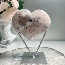 Load image into Gallery viewer, Rare - druzy agate heart from Brazil ( free stand)