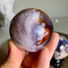 Load image into Gallery viewer, Rare - top quality blue flower agate sphere