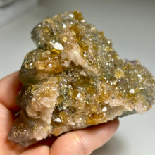 Load image into Gallery viewer, Golden Barite on green fluorite