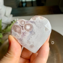 Load image into Gallery viewer, High quality pink flower agate heart
