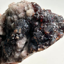Load image into Gallery viewer, Large Garnet on Pink Quartz Druzy Cluster – Deep Red Natural Crystal Specimen for Home Decor and Mineral Collection