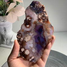 Load image into Gallery viewer, High quality- blue flower agate slab / slice ( natural color )