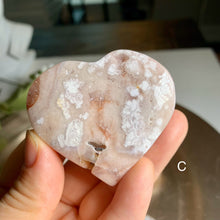 Load image into Gallery viewer, High quality pink flower agate heart