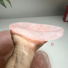 Load image into Gallery viewer, High Quality Rose Quartz Display Plate — Polished Pink Crystal Tray for Jewelry, Rituals & Home Décor