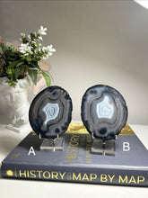 Load image into Gallery viewer, Top Quality Brazilian Agate Slice – Natural Banding, Cool Grey Tones & Artistic Patterns