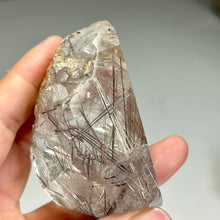 Load image into Gallery viewer, Steel Silver Rutilated Quartz Crystal Point | Coarse Rutile Inclusions | Natural Rutilated Quartz Specimen | Mineral Display