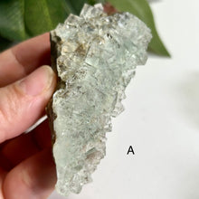 Load image into Gallery viewer, Glass Fluorite Crystal Cluster– Green Cubic Fluorite with Pyrolusite on Matrix