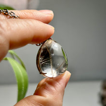 Load image into Gallery viewer, Golden Rutilated Quartz Pendant in Silver | Clear Rutile Crystal Necklace | Minimalist One of a Kind Jewelry