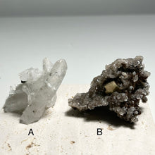 Load image into Gallery viewer, Clear Quartz Cluster with Pyrite Inclusions/Brown Calcite Cluster with Pyrite