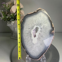 Load image into Gallery viewer, Rare - top quality large size agate slab / slice with pink sugary druzy in the middle
