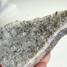 Load image into Gallery viewer, Calcite with Pyrite | Daye Mine, Hubei China | White Calcite Crystal with Golden Pyrite | Mineral Specimen