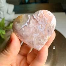 Load image into Gallery viewer, High quality - pink flower agate heart