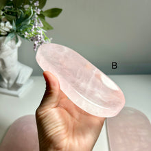 Load image into Gallery viewer, Rose Quartz Tray, Natural Crystal Charging Plate, Pink Crystal Jewelry Tray, Gemstone Trinket Dish, Crystal Display Decor